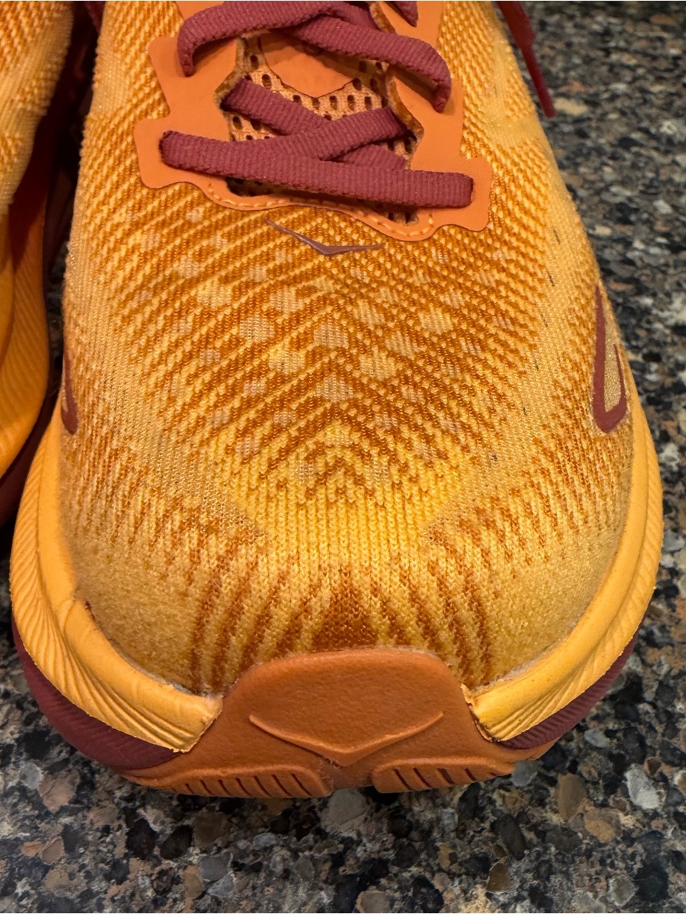 Hoka ladies, Clifton Running Shoes in Yellow & Burgundy size 8 - Picture 2 of 11